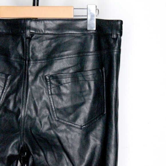 Riani Designer Black Faux Leather Pants Size 12 - Picture 6 of 15